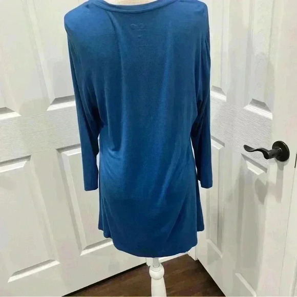 Logo by Lori Goldstein Blue long sleeve pleated front oversized blouse shirt - Picture 5 of 7